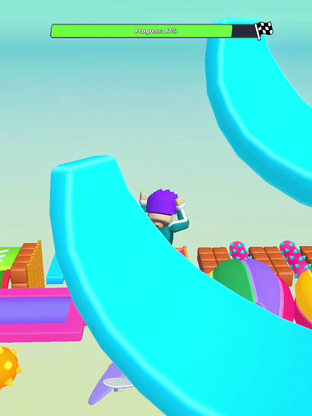 Felix's timing note — The avatar is near a ring and spinning props. This still cannot show when to move through them.