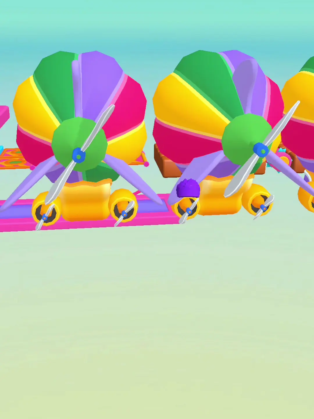 Nina's lesson plan — A curved obstacle and spinning props appear beyond the platform. No rule is visible here.