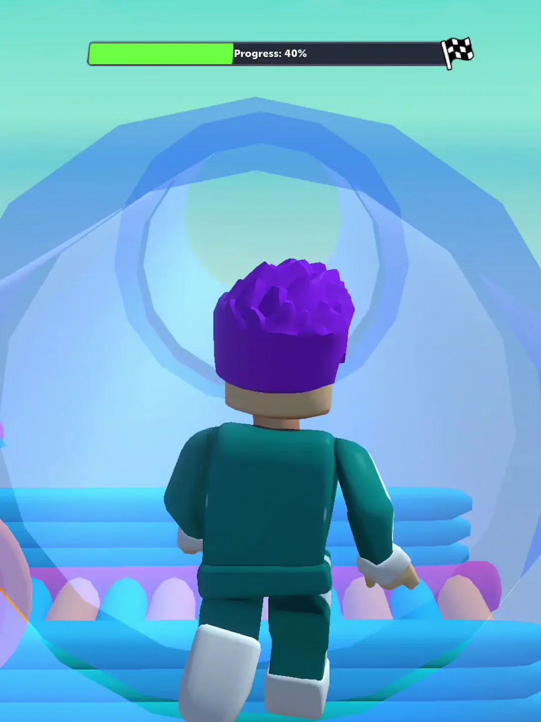 Oliver's test frame — The avatar faces a translucent circular structure. The image cannot tell whether it changes speed or movement.